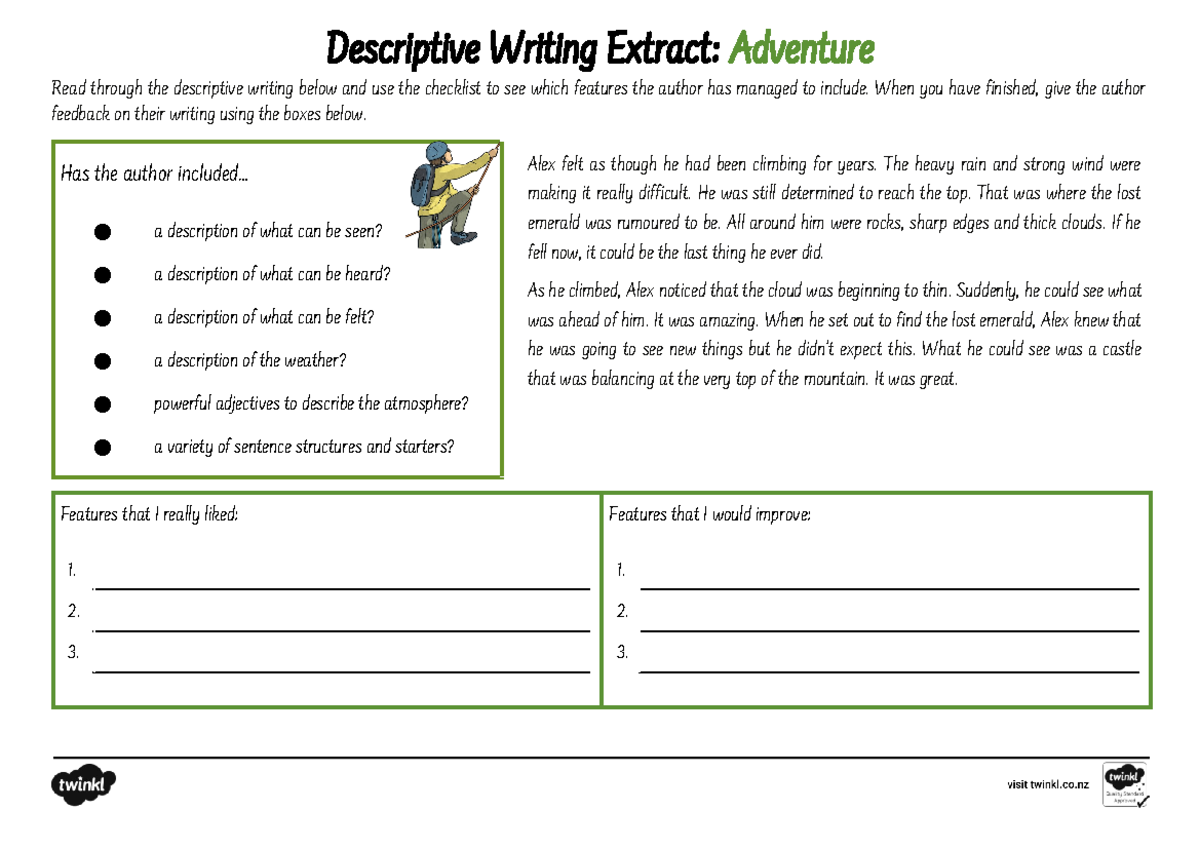 Copy of Uplevelling Descriptive Writing Adventure - Descriptive Writing ...