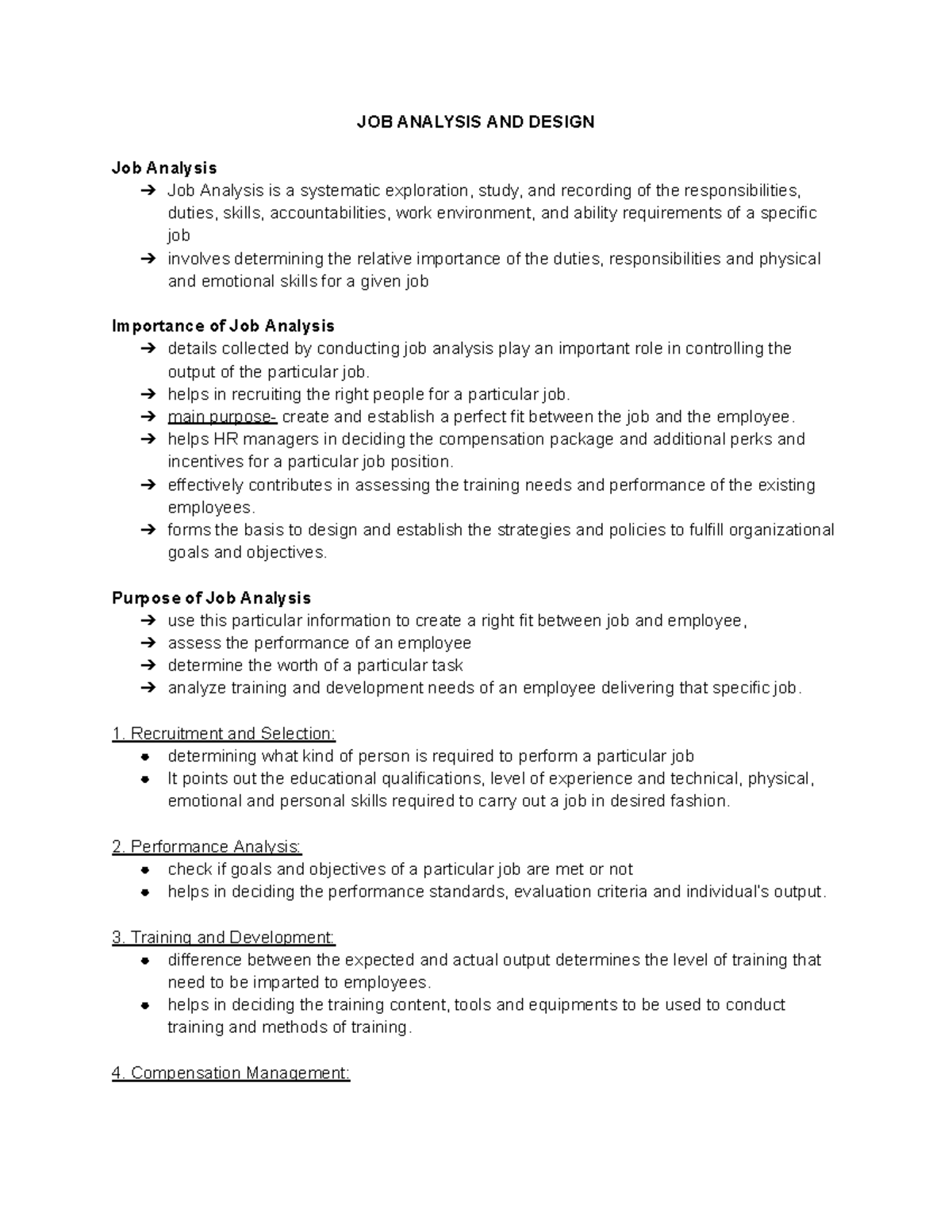 JOB ANALYSIS AND DESIGN: Key Concepts and Processes - Studocu
