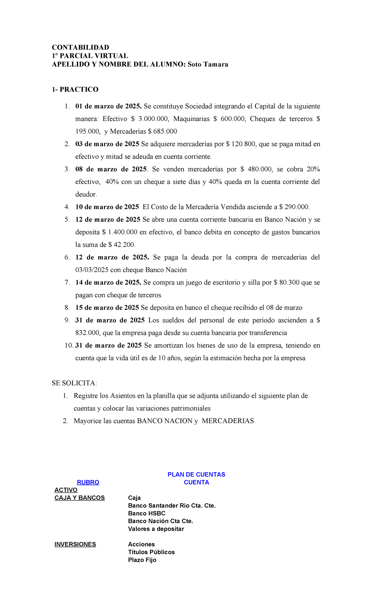Copia de Primer Parcial 2025 - Contabilidad 1º Práctico 1 - Studocu