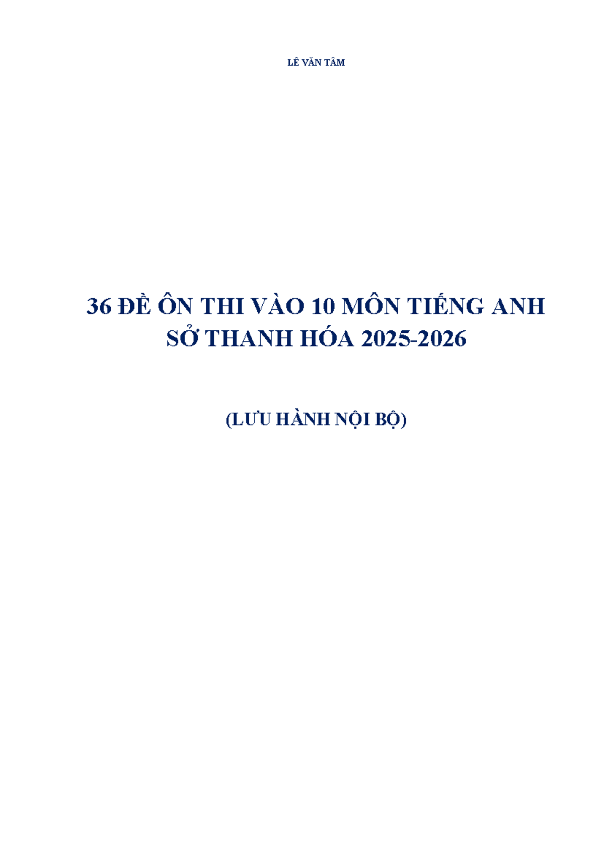 36 ĐỀ ÔN THI VÀO 10 MÔN TIẾNG ANH - SỞ THANH HÓA 2025-2026 - Document Preview