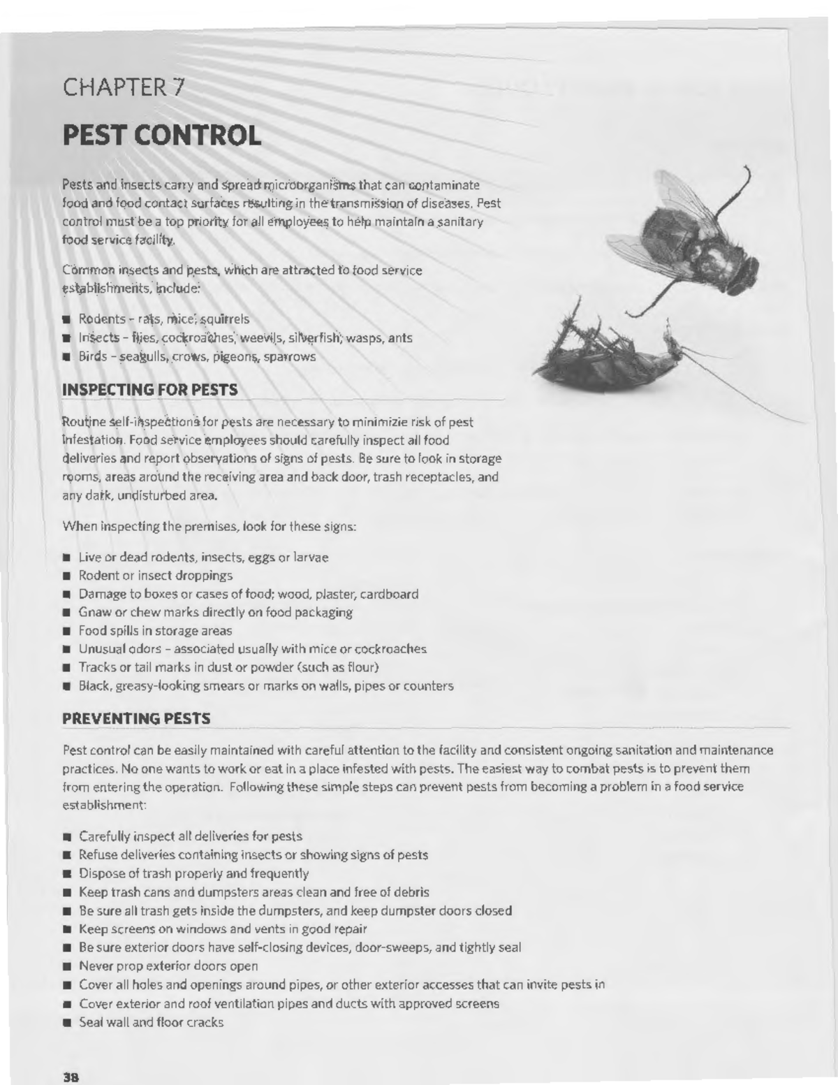 Chapter 7: Pest Control in Food Service Facilities - Studocu