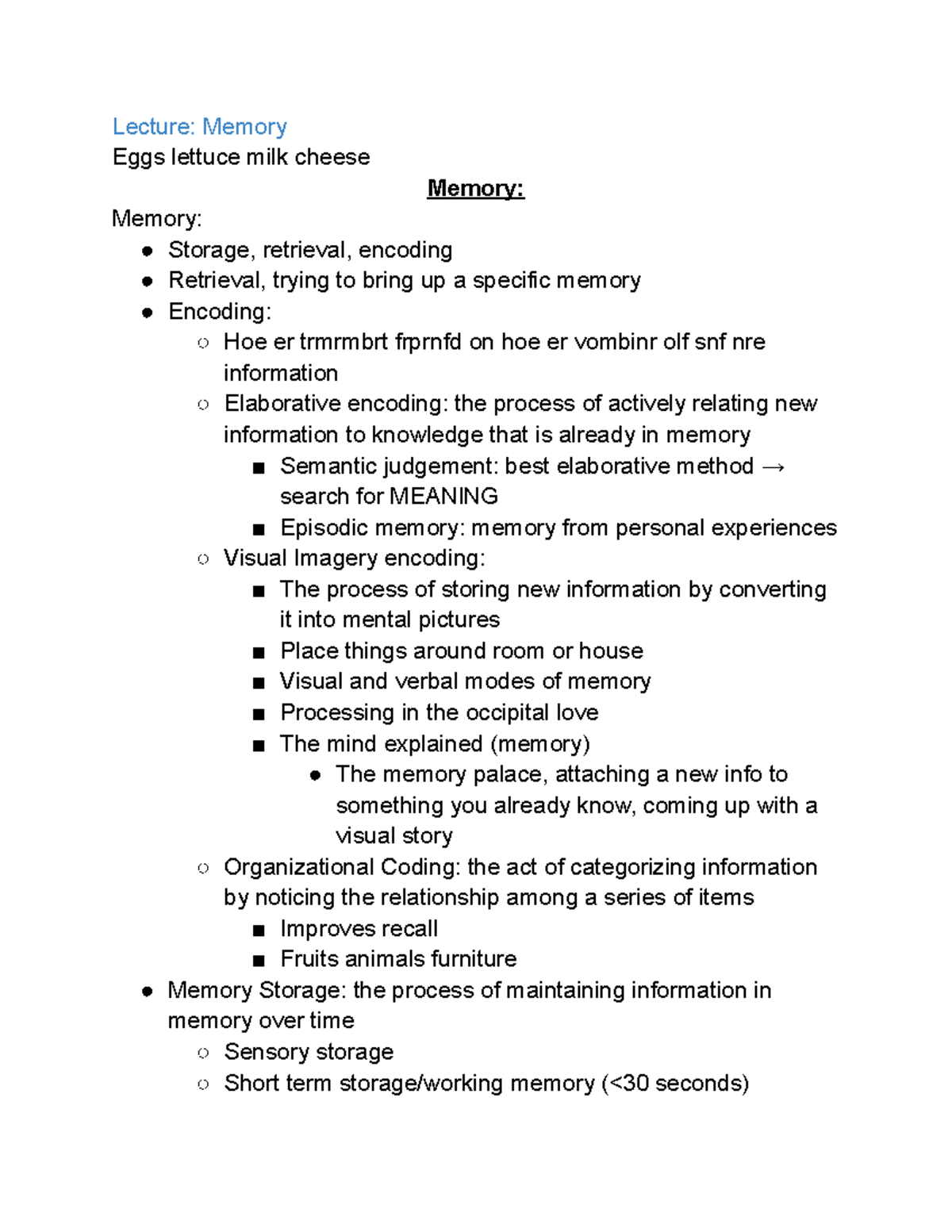 Psychology Lecture: Understanding Memory Processes (PSY 101) - Studocu