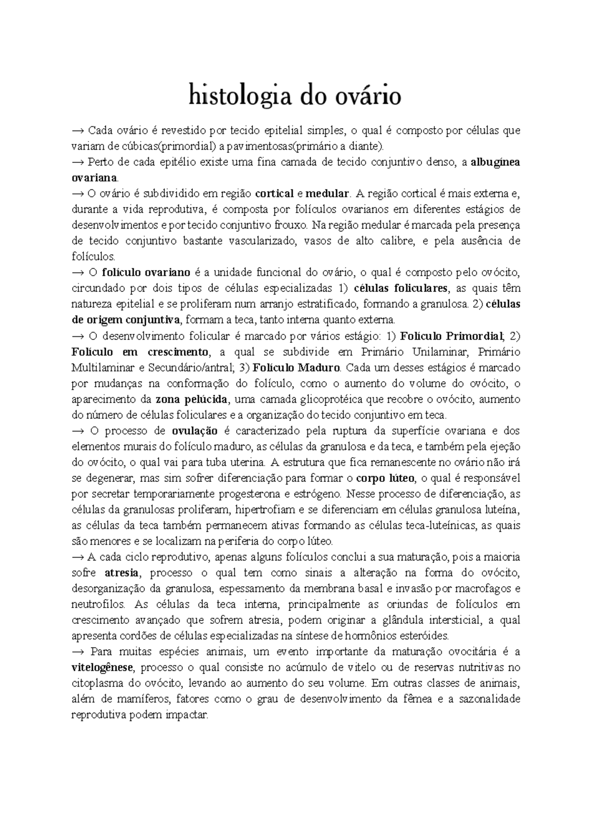 Histologia do Sistema Reprodutor Feminino - Embriologia (Cód. EMB ...