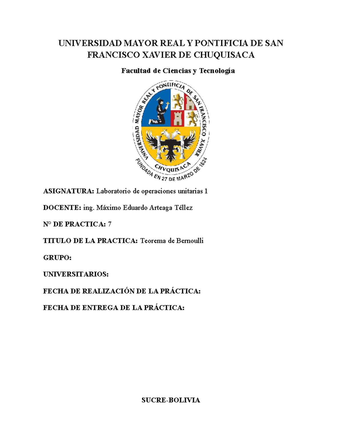 Informe 7: Teorema de Torricelli en Laboratorio de Operaciones Unitarias 1 - Document Preview