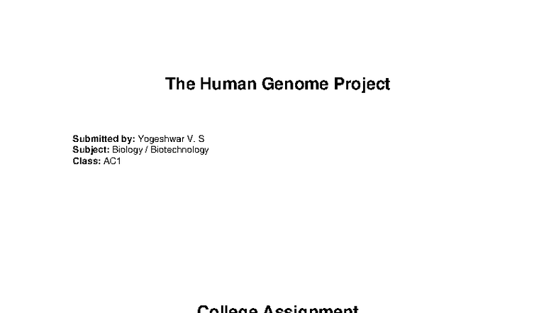 The Human Genome Project Assignment - AC1 Biology BioTech - Studocu