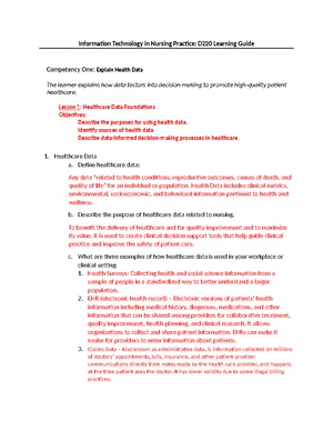 D220 Learning Guide: Understanding Health Data in Nursing Practice ...