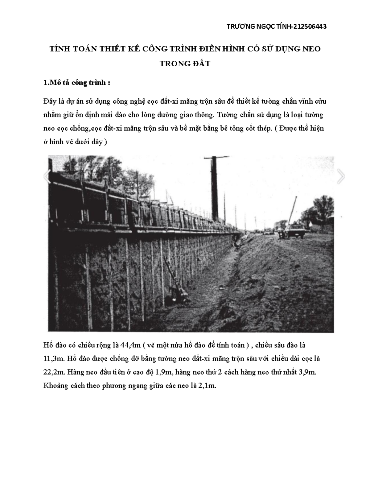 THIẾT KẾ CÔNG TRÌNH ĐIỂN HÌNH SỬ DỤNG NEO TRONG ĐẤT - Studocu