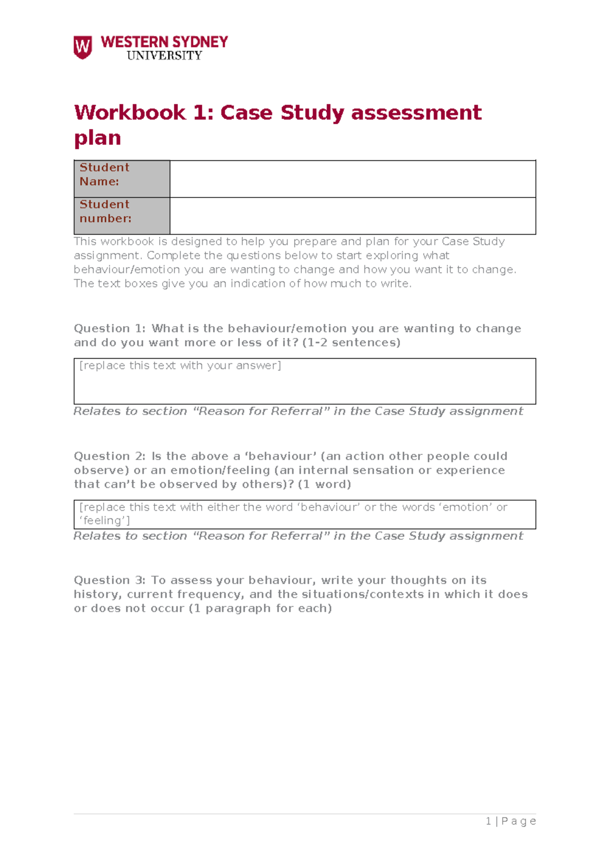 Assignment 3: Case Study Assessment Plan Workbook 1 Template - Studocu