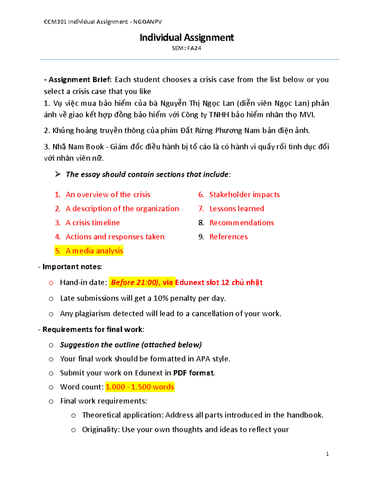 CCM301-Individual Assignment - Individual Assignment SEM: FA 24 ...