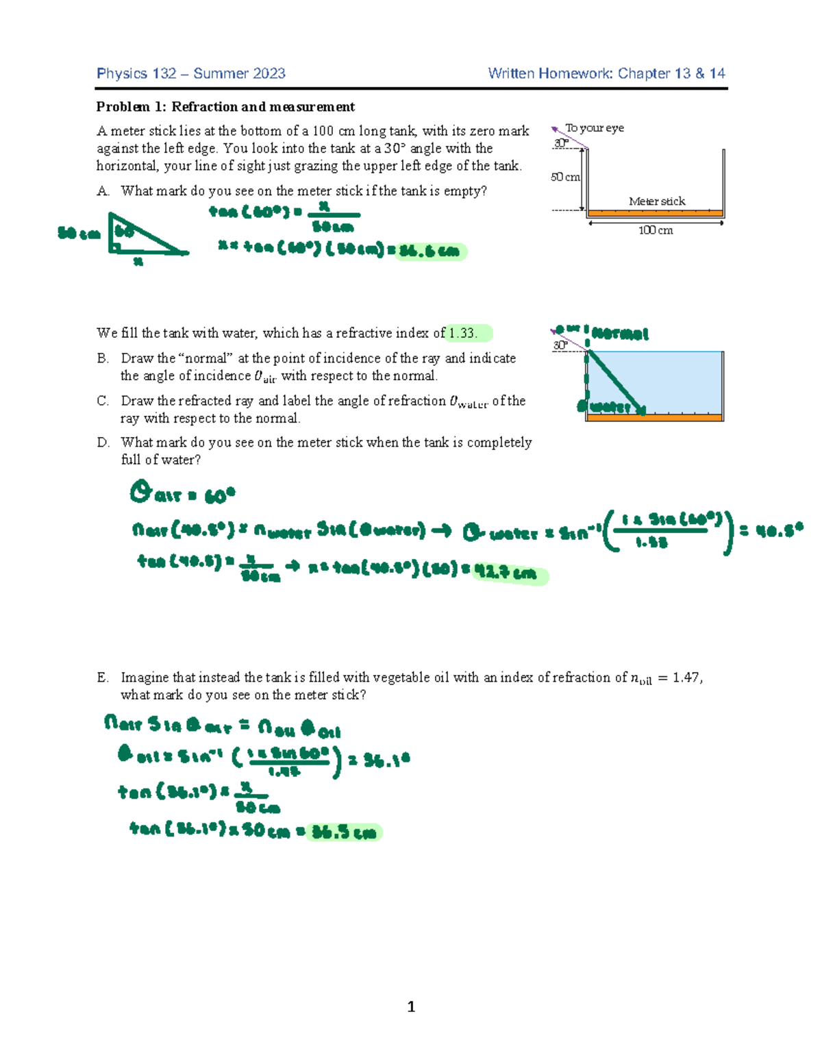Physics 132 - Written HW for Chapters 13 & 14 - Summer 2023 - Studocu