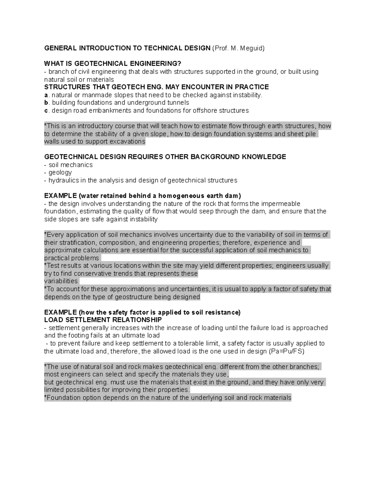GEOT 101: Introductory Technical Design Notes and Geotechnical Concepts ...