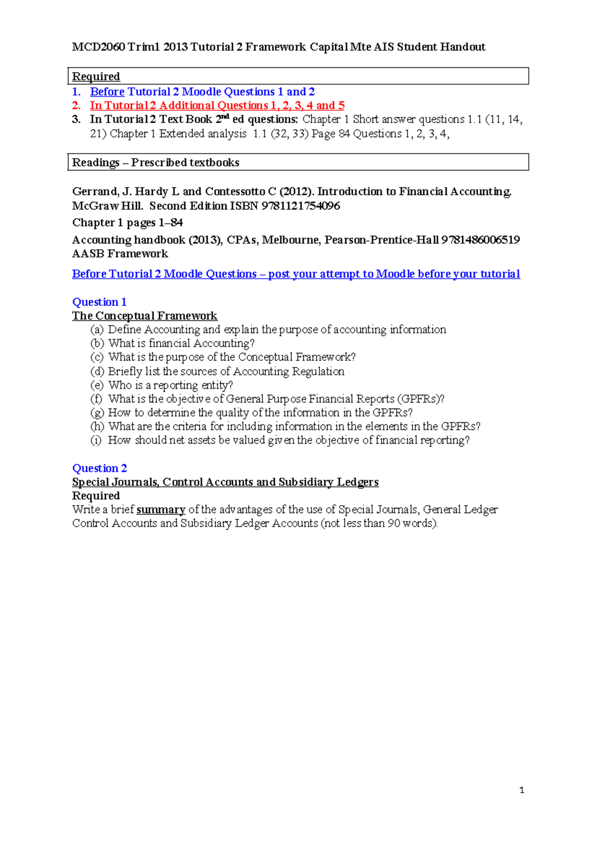 MCD2060 Trim1 2013 Tutorial 2: Capital Maintenance & AIS Overview - Studocu