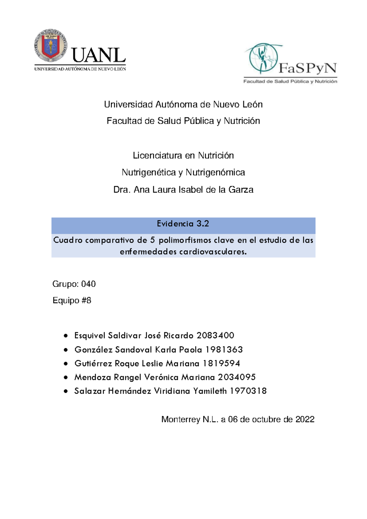 Evidencia 3 - Bien - Universidad Autónoma de Nuevo León Facultad de ...