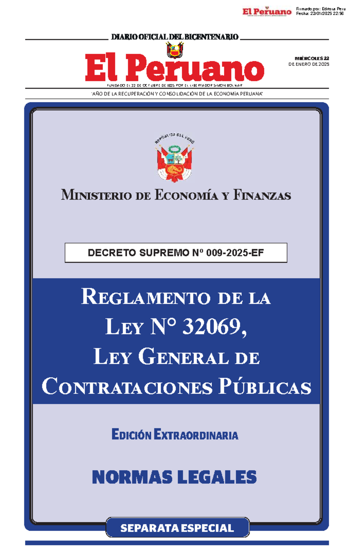 Nueva Ley 32069: Normas Legales y Procedimientos de Contratación - Studocu