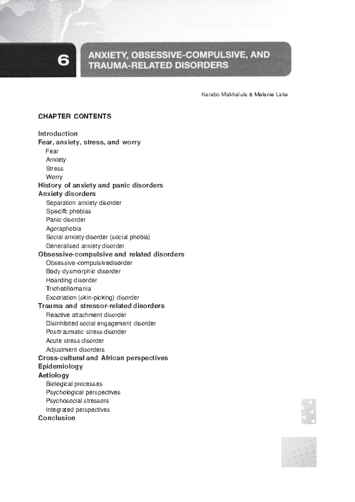 Chapter on Anxiety Disorders: Overview and Insights - Studocu