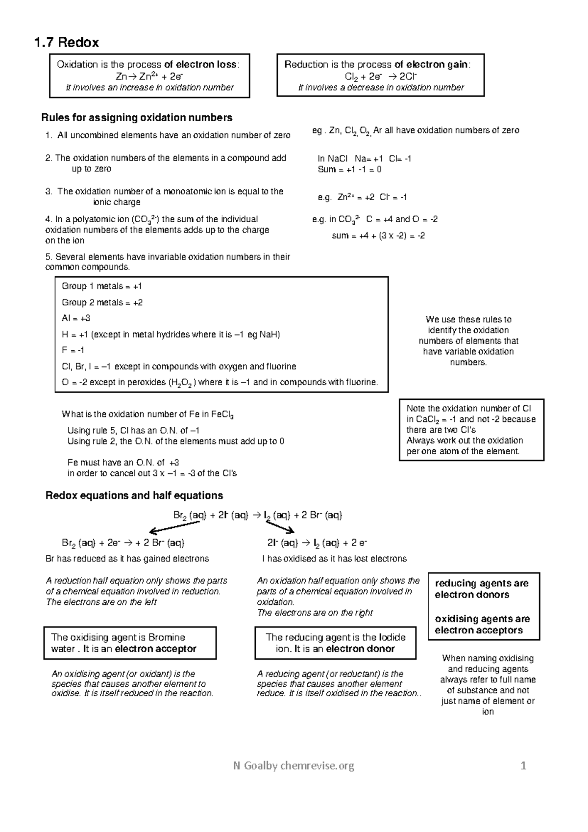 AQA Redox Revision Guide: Key Concepts and Rules Explained - Studocu