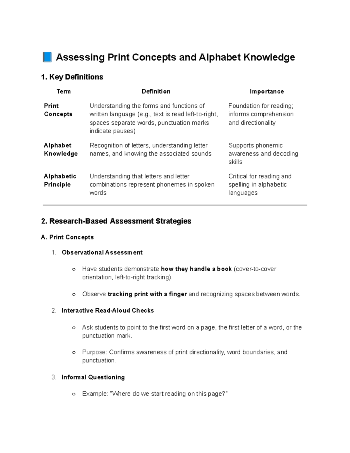 Assessing Print Concepts & Alphabet Knowledge: Strategies & Best ...