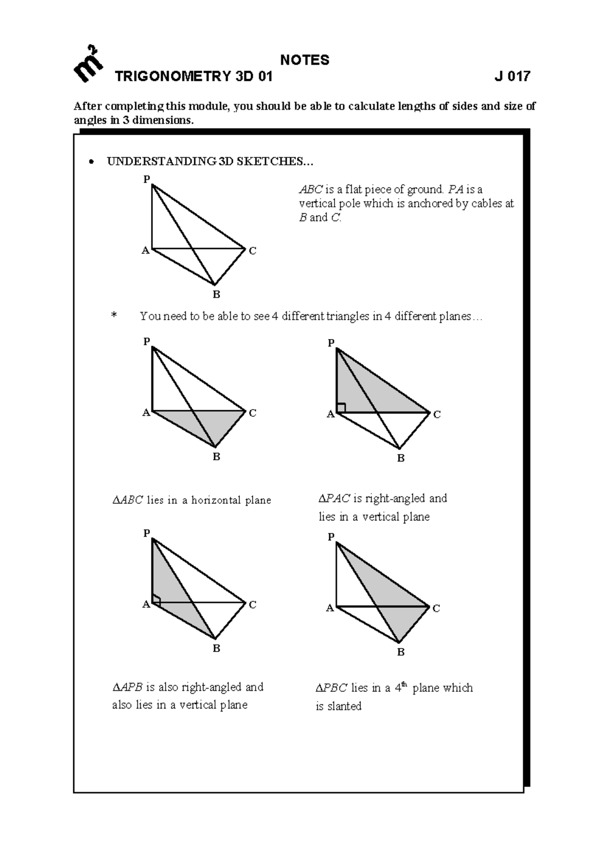 Trigonometry 3D Notes - J017 - Complete Study Guide - Studocu