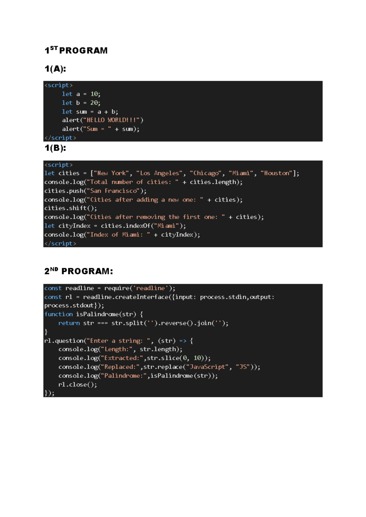 FSD LAB Programs - Code Examples and Functions - Studocu