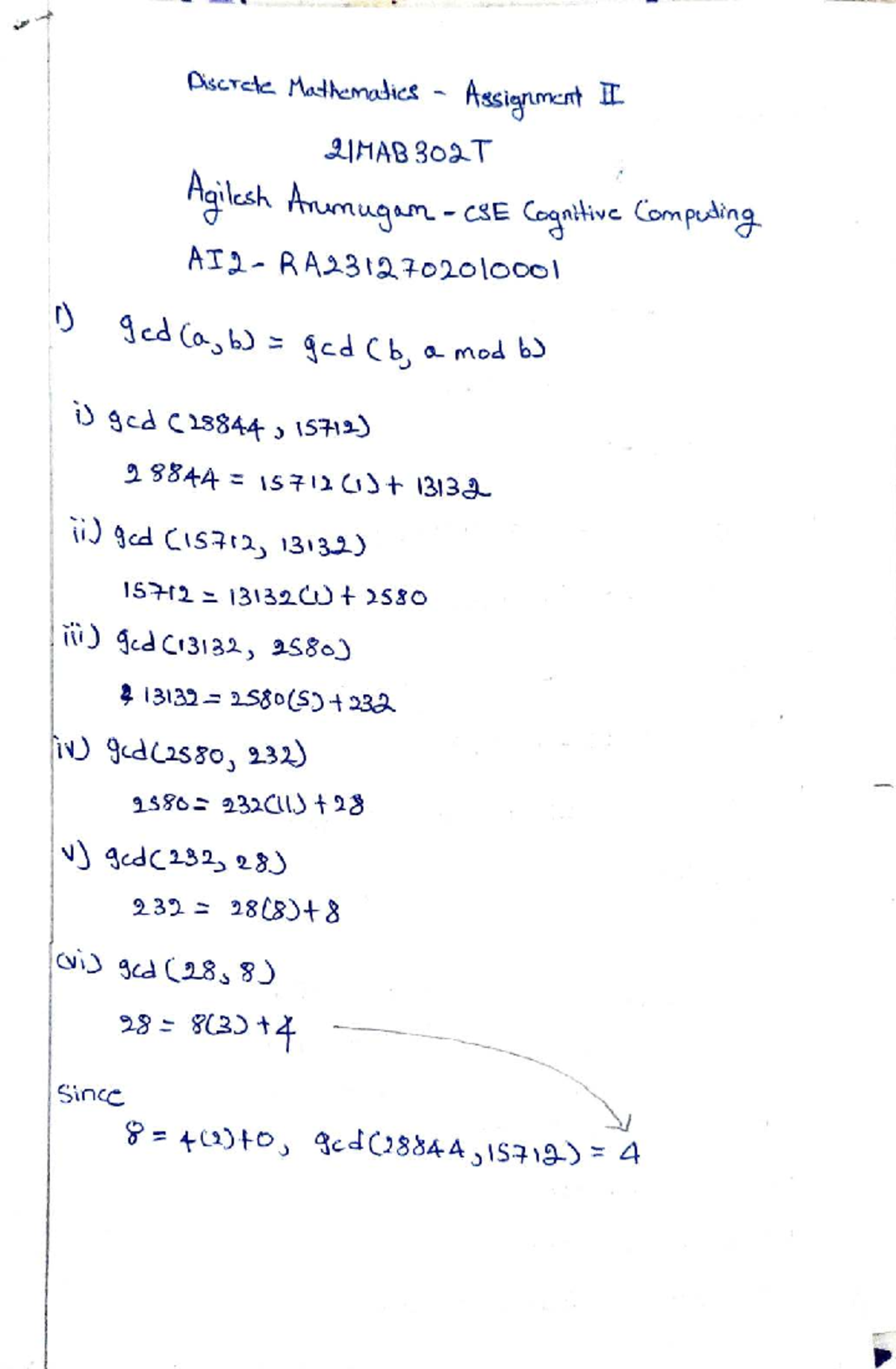Discrete Mathematics Assignment II - AMAB 309T by Agilesh Arumugam ...