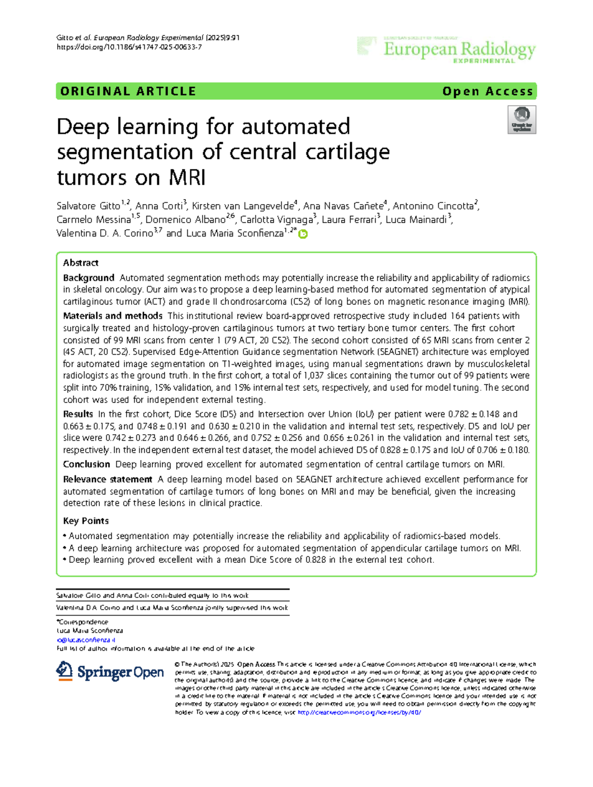 Deep Learning for Automated Segmentation of Cartilage Tumors on MRI ...