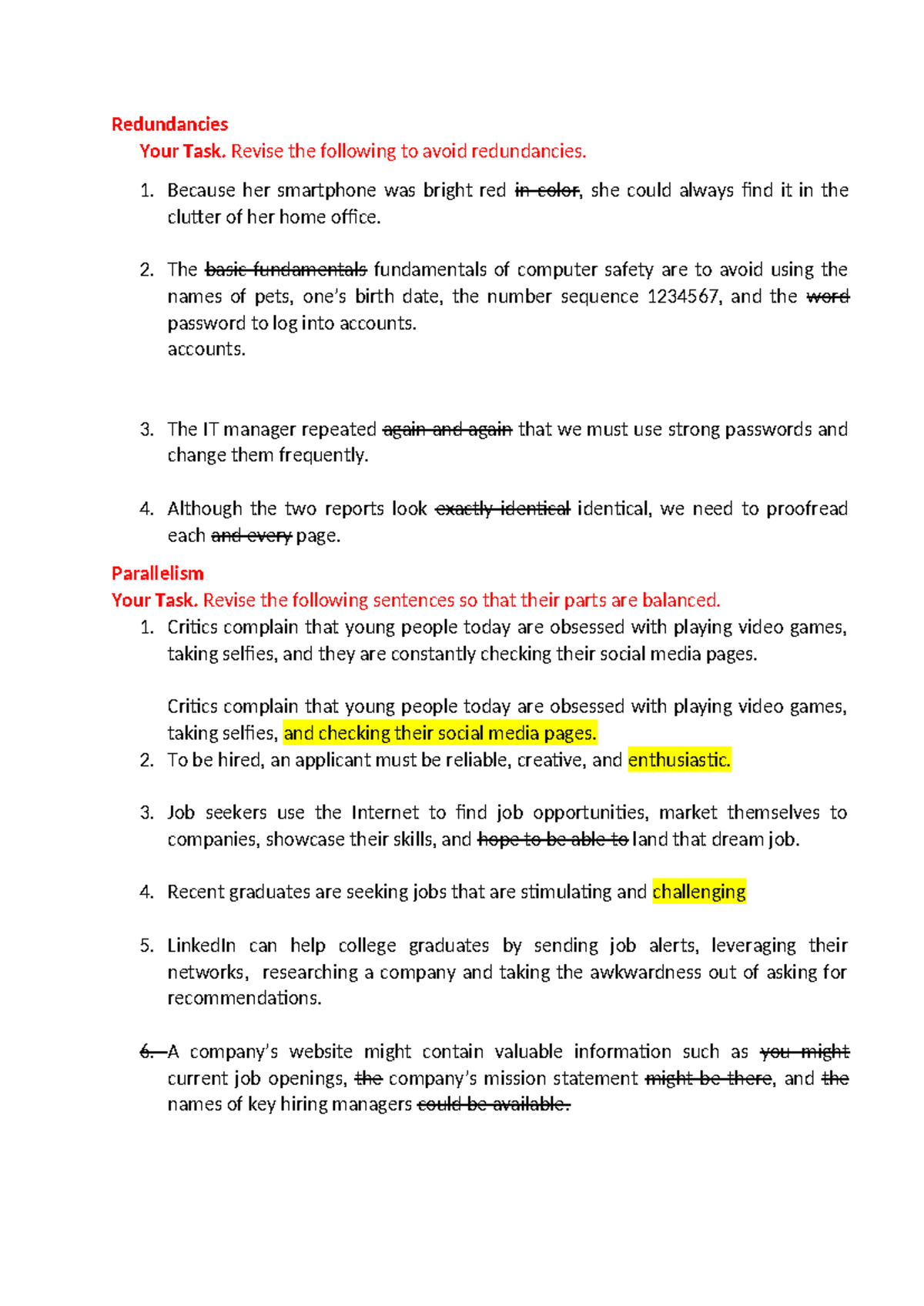 Đề cương Midterm TACN3 - Redundancies Your Task. Revise the following ...