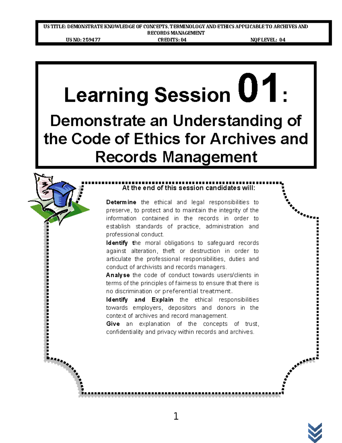 US 259477: Ethics and Concepts in Archives & Records Management - Studocu