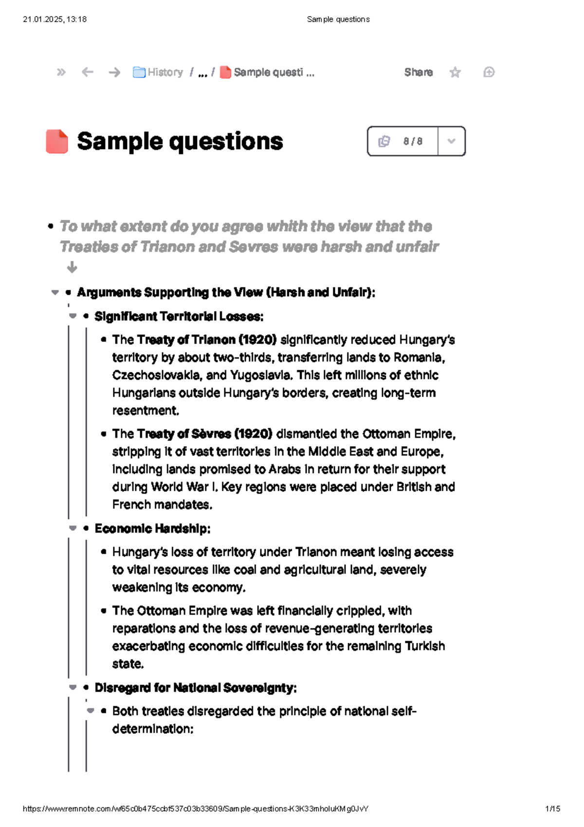 Sample Questions for History: Treaties, WWII Events, and League of ...