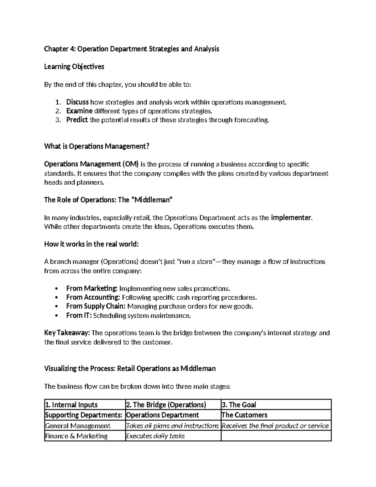 Chapter 4: Operations Management Strategies & Analysis Overview - Studocu