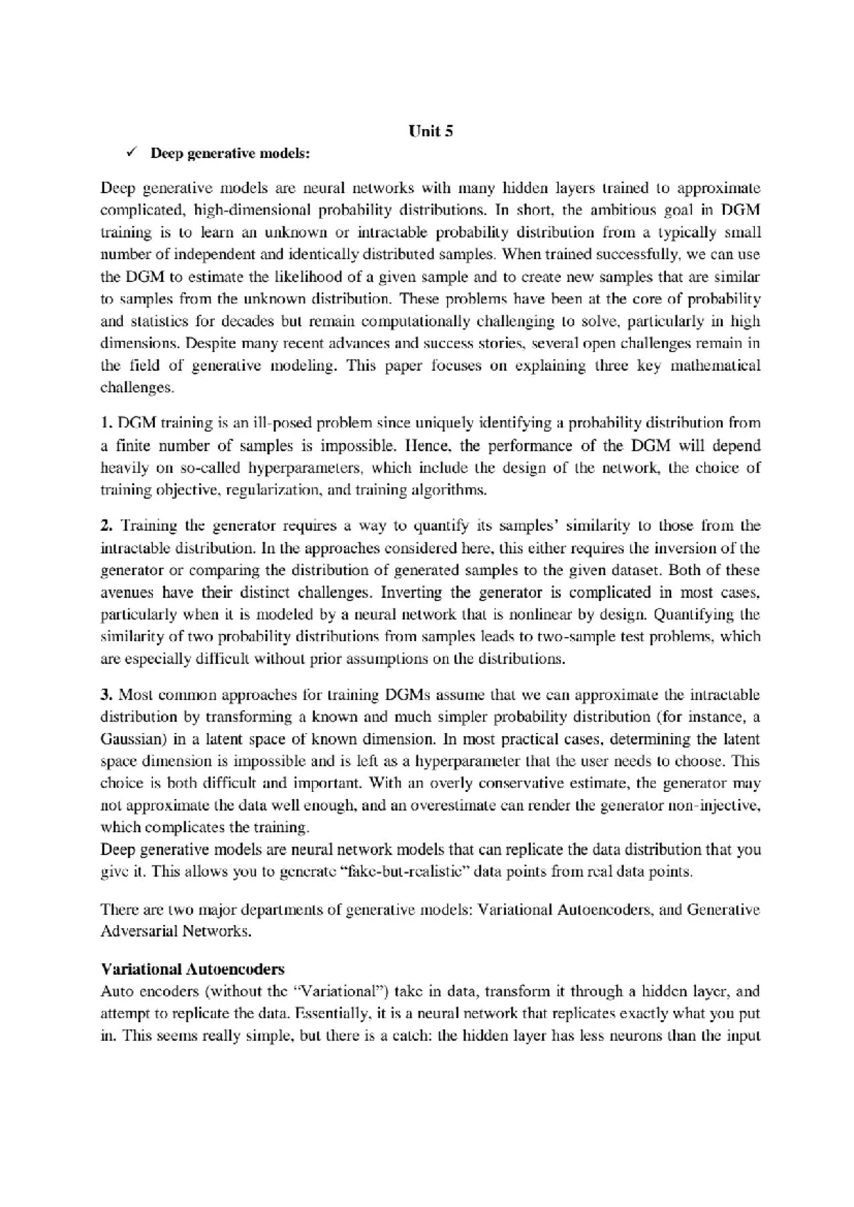 Deep Learning (CS101) Final Exam Notes on Neural Networks and ...