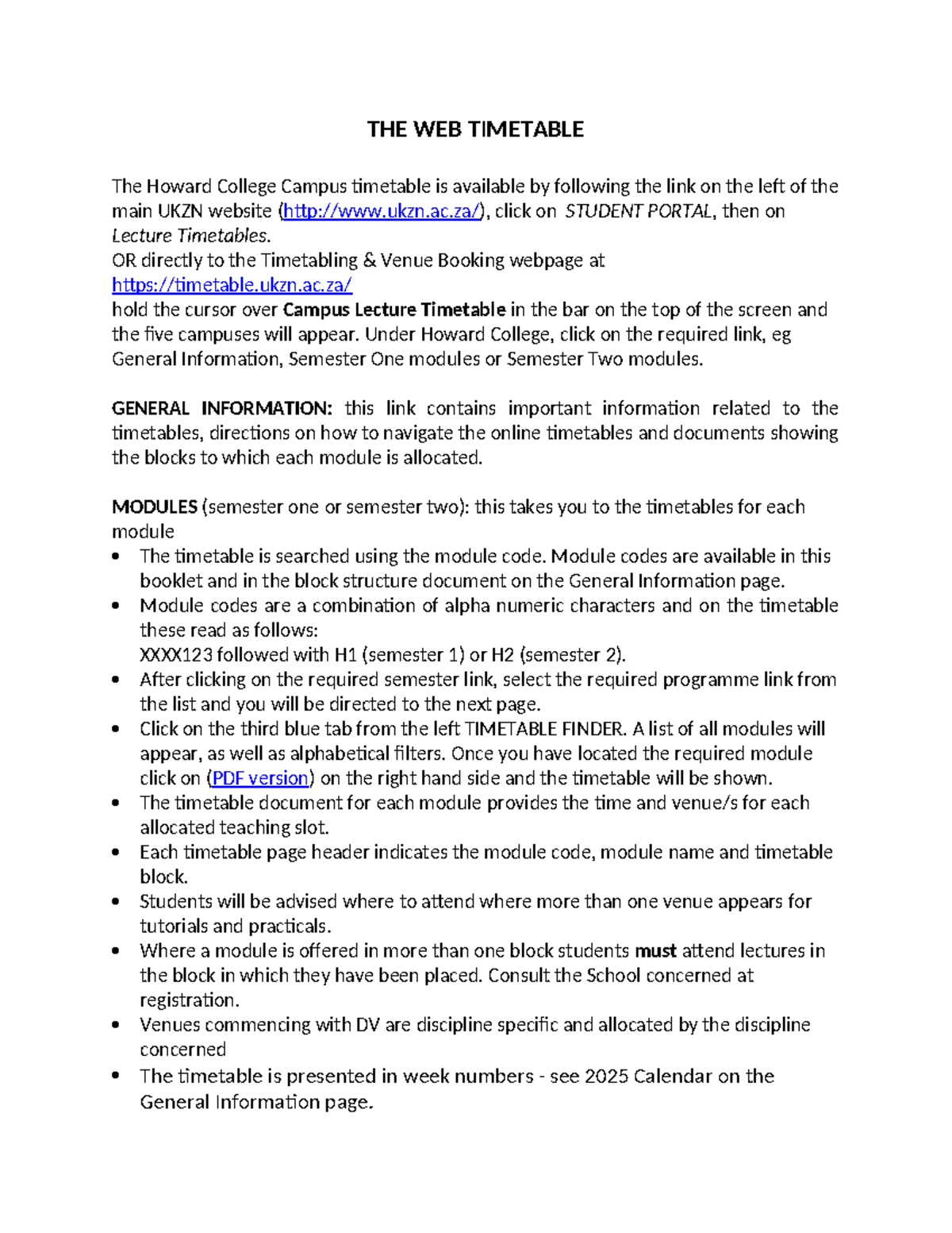Howard college using the web timetable the web timetable the howard