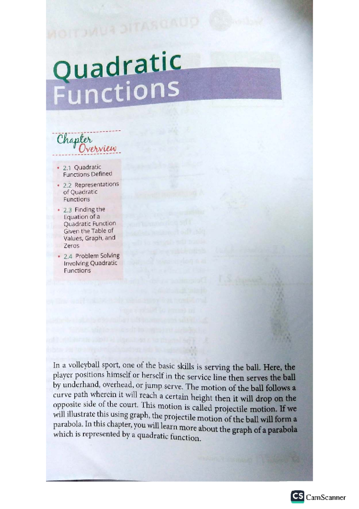 MATH 9 Chapter 2 - Understanding Quadratic Functions and Their ...