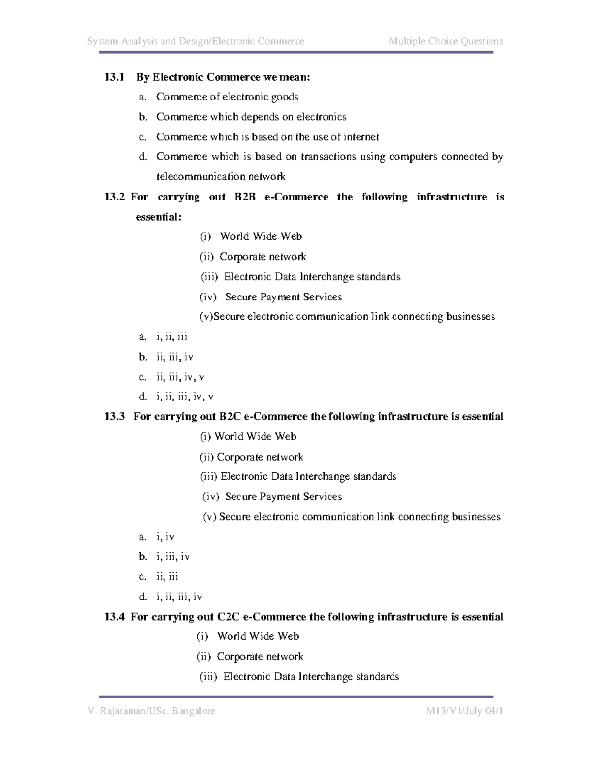 E-commerce MCQs: Comprehensive Review of All Units (Course Code: XXXX ...
