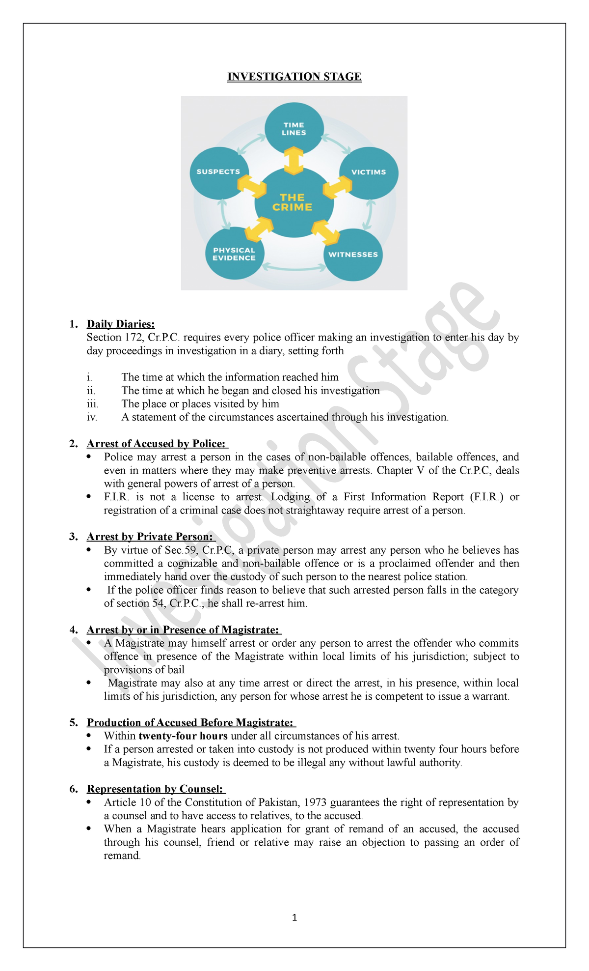 2 Cr.P.C. Investigation Stage Overview and Key Procedures - Studocu