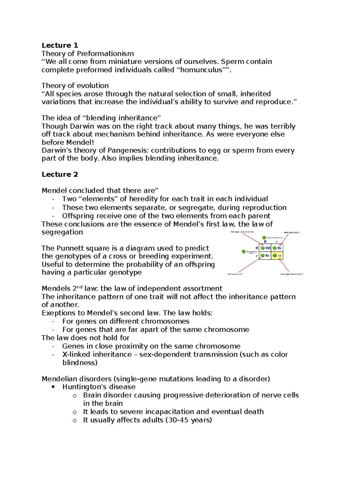 Lecture 1 & 2: Preformationism and Mendelian Genetics Overview ...