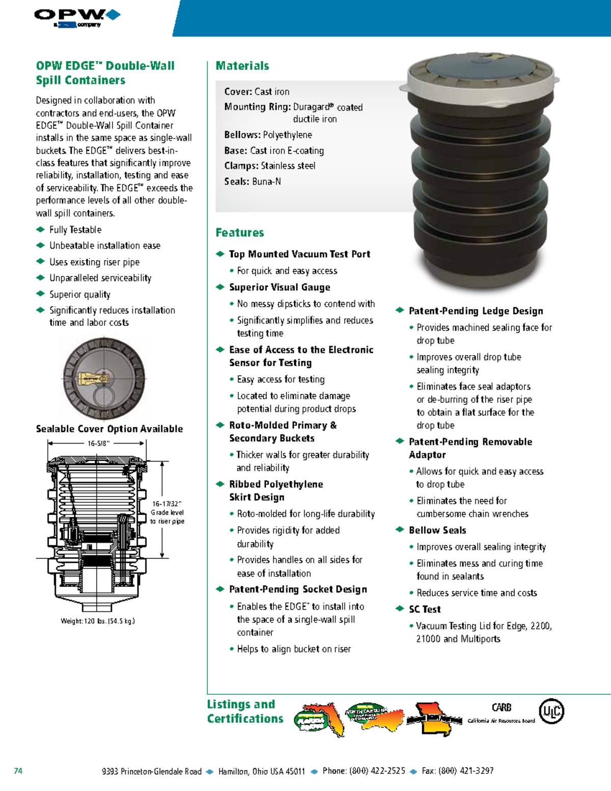 Opw edge dwsc catalog - technical information - 16-5/8” 16-17/32” Grade ...