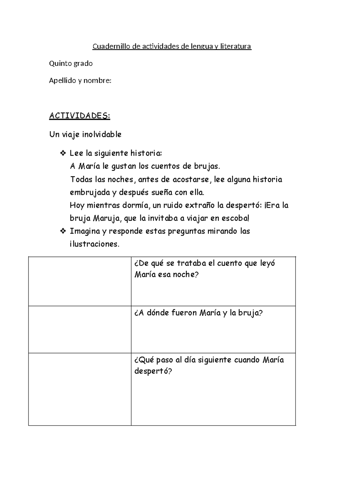 Cuadernillo de Actividades de Lengua y Literatura 5° Grado - Studocu