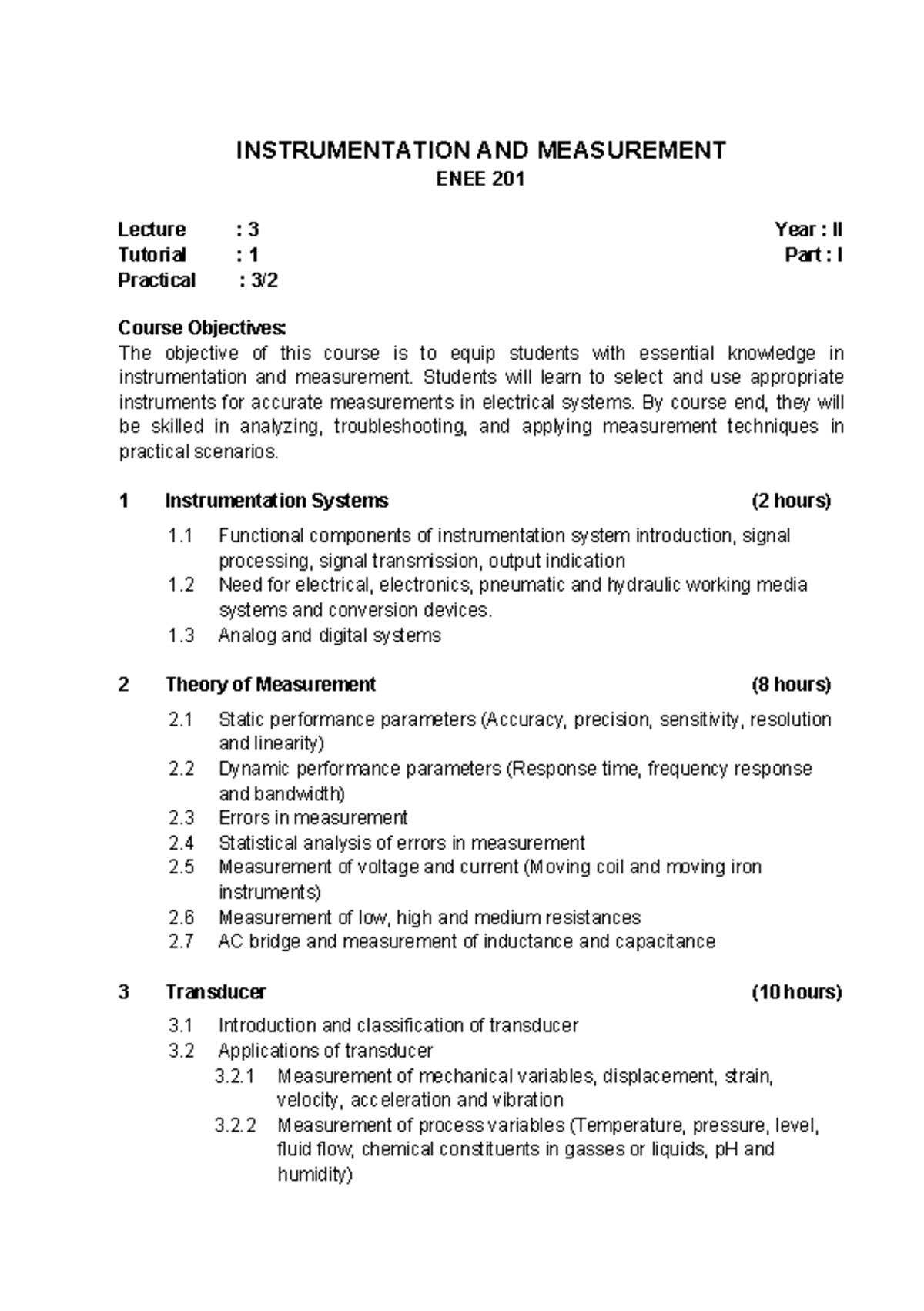 Ee201 Instrumentation And Measurement Instrumentation And Measurement Enee 201 Course 5535