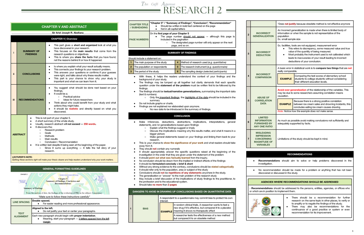 LEC 6 Chapter V Overview: Summary of Findings & Conclusions - Studocu