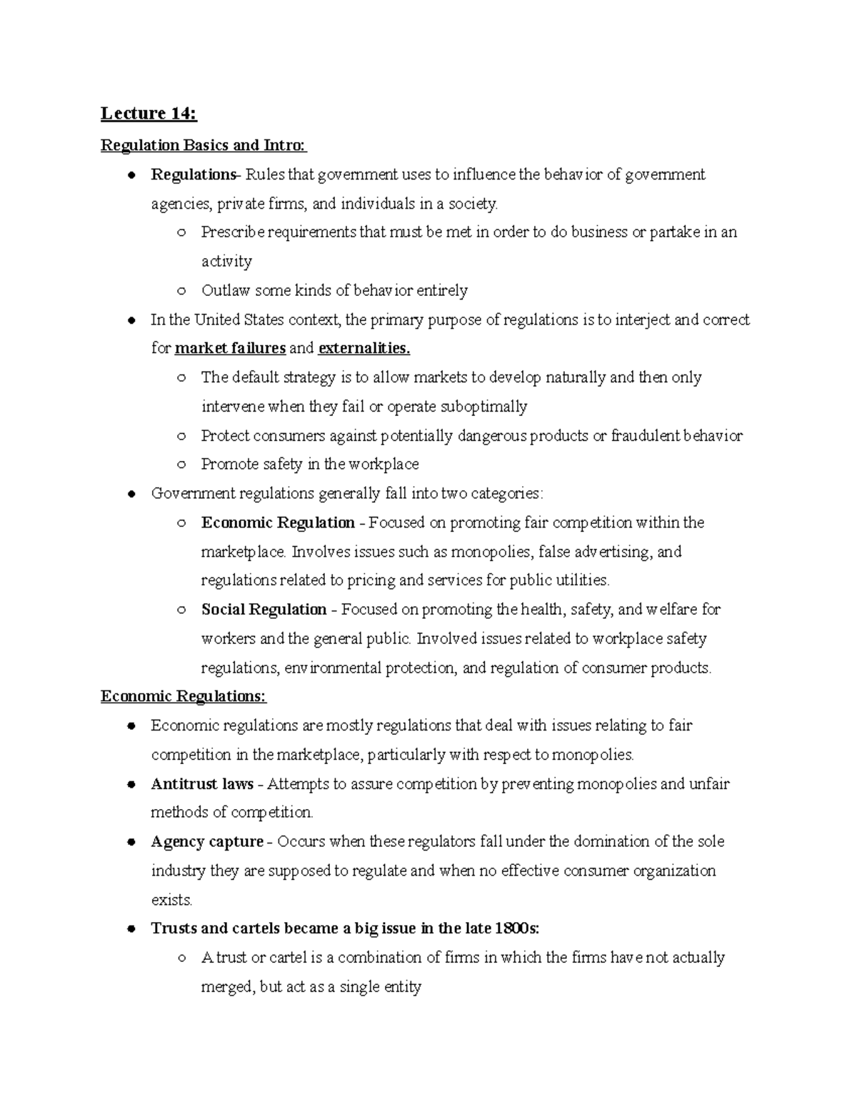 SPEA-V 185 Lecture 14: Understanding Regulation Basics and Economic ...
