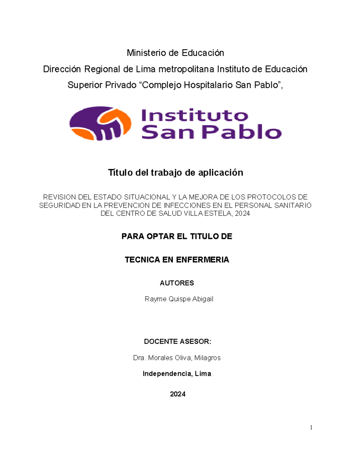 Revisión de Protocolos de Seguridad para la Prevención de Infecciones en Salud 2024 - Document Preview