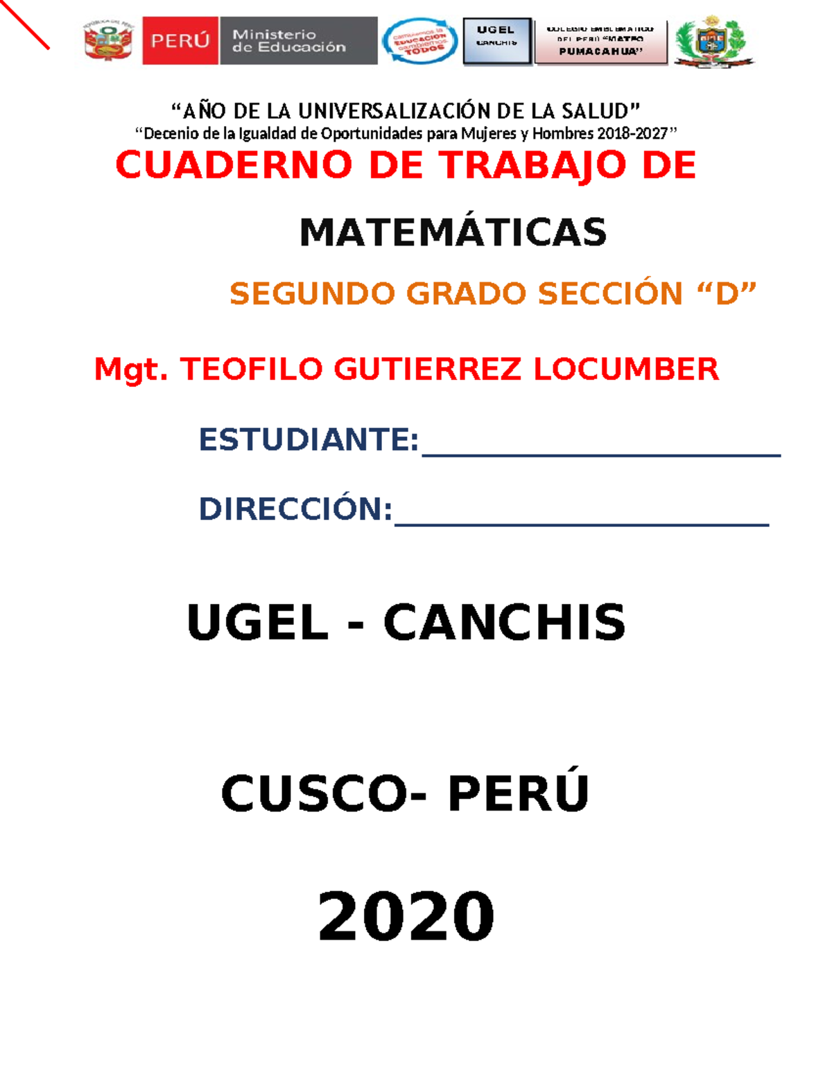 Cuaderno de Trabajo de Matemáticas - Segundo Grado Mgt. T. Gutierrez ...