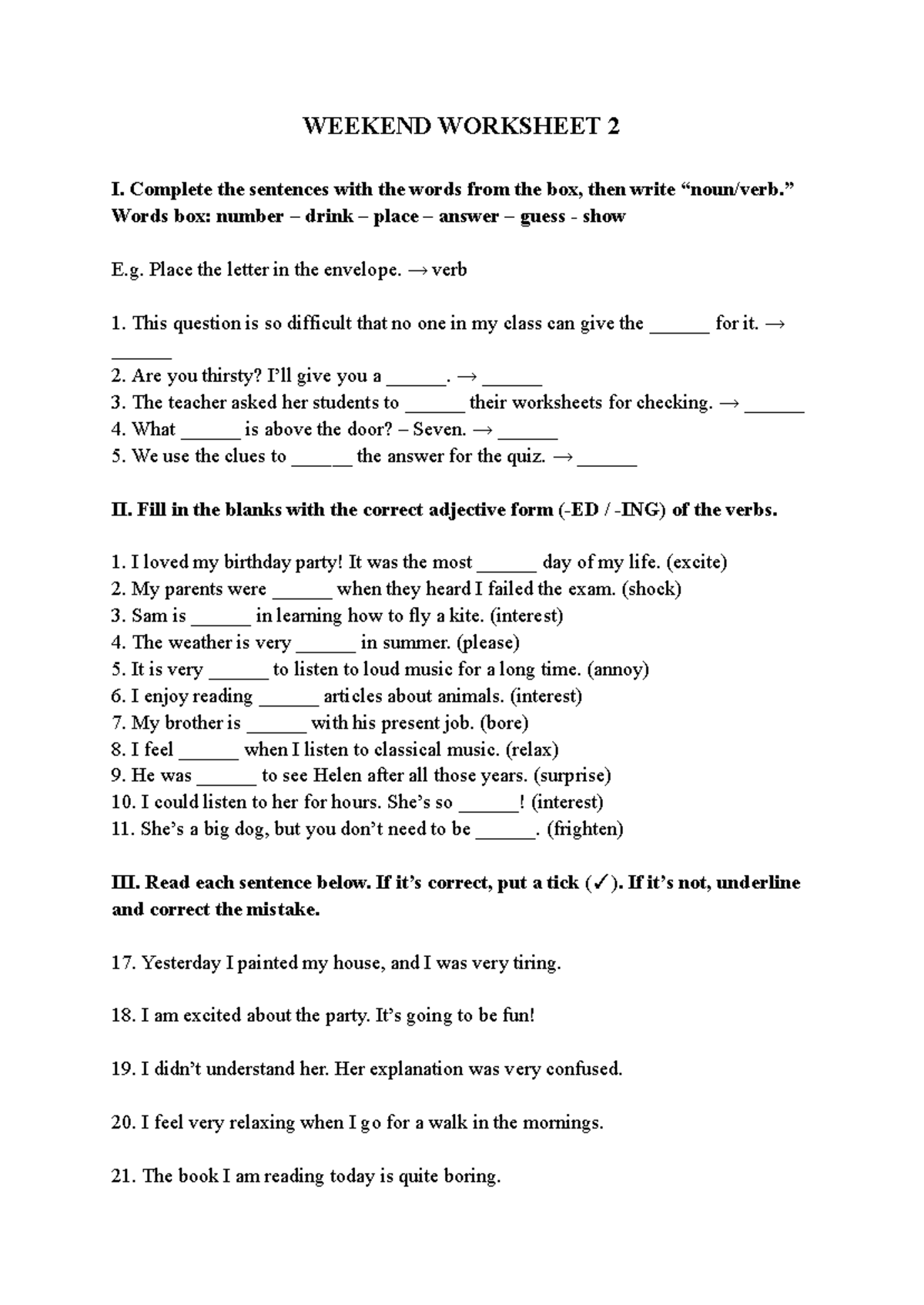 WEEKEND WORKSHEET 2 - English Practice for Grades 4-5 - Studocu