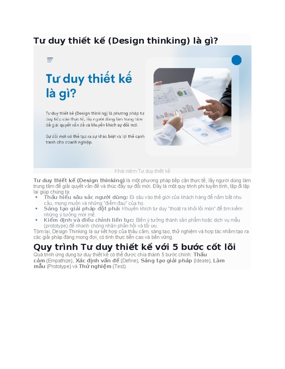 Tư duy thiết kế (Design Thinking) và quy trình 5 bước cốt lõi - Studocu