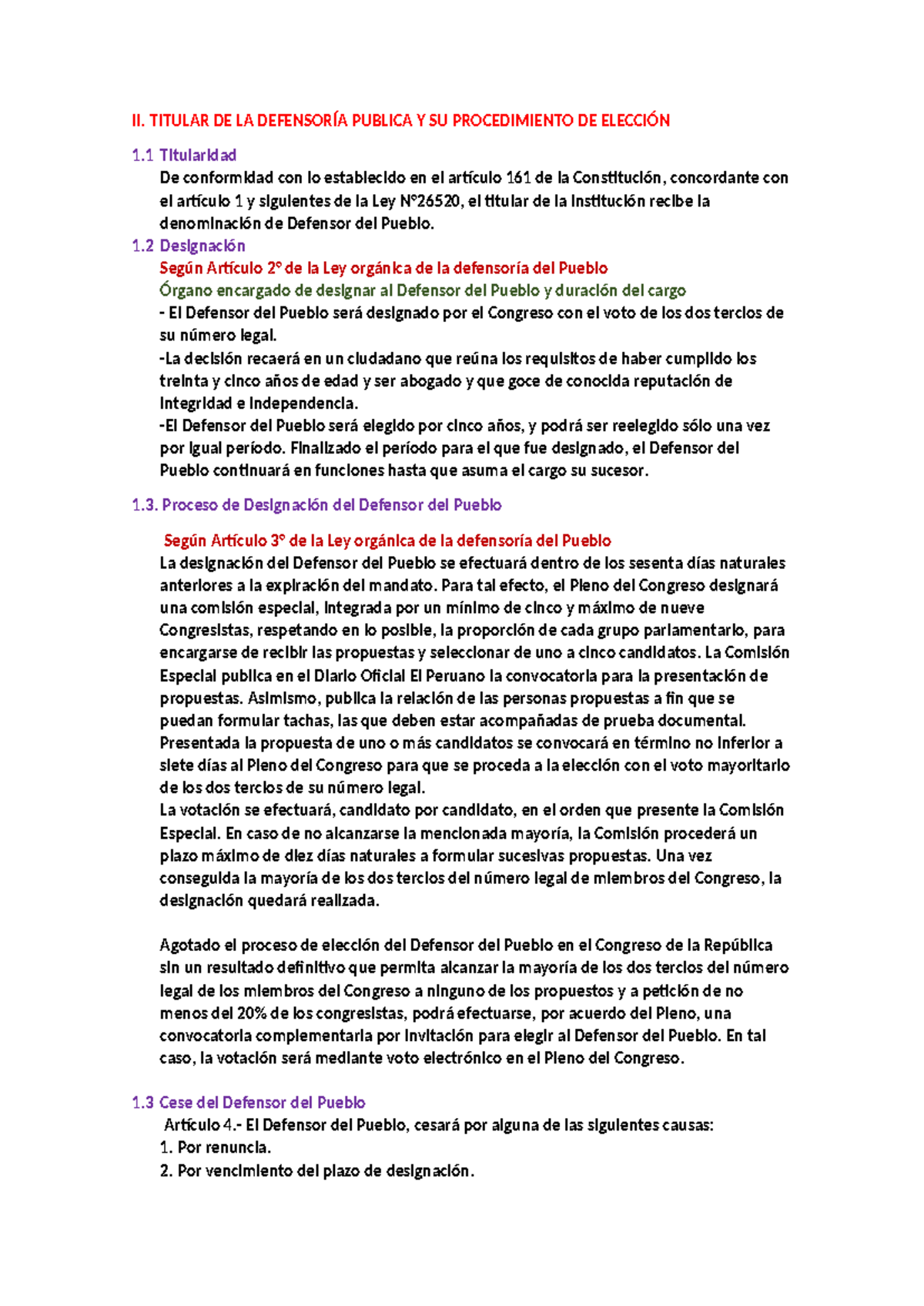 ADMI EXPO - INFO: Designación y Proceso del Defensor del Pueblo - Studocu