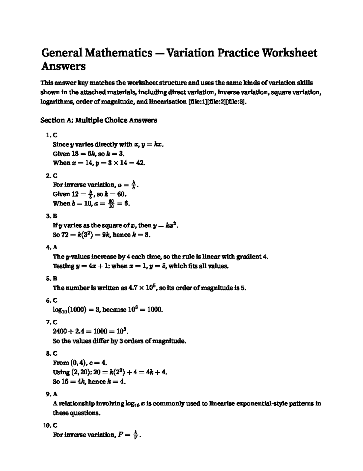 GM Variation Practice Worksheet Answer Key - Studocu