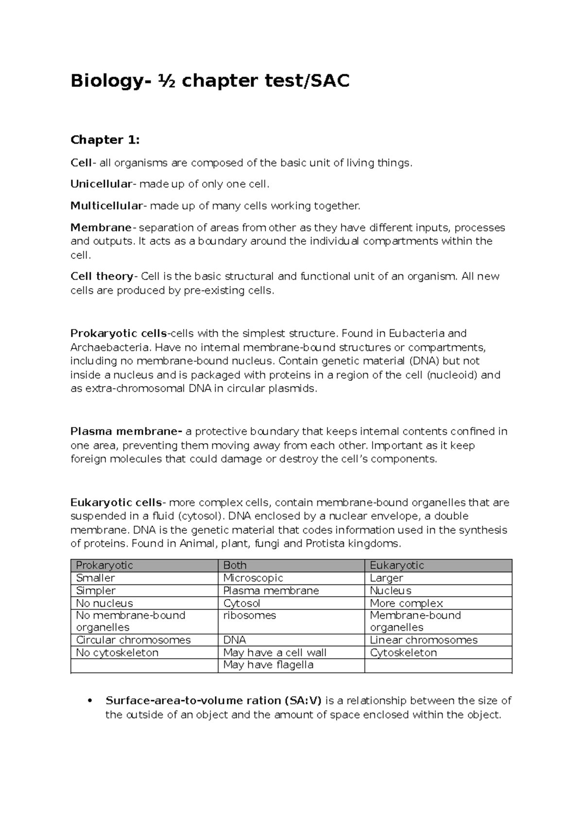 Biology 101: Key Terms and Concepts from Chapters 1 & 2 - Studocu
