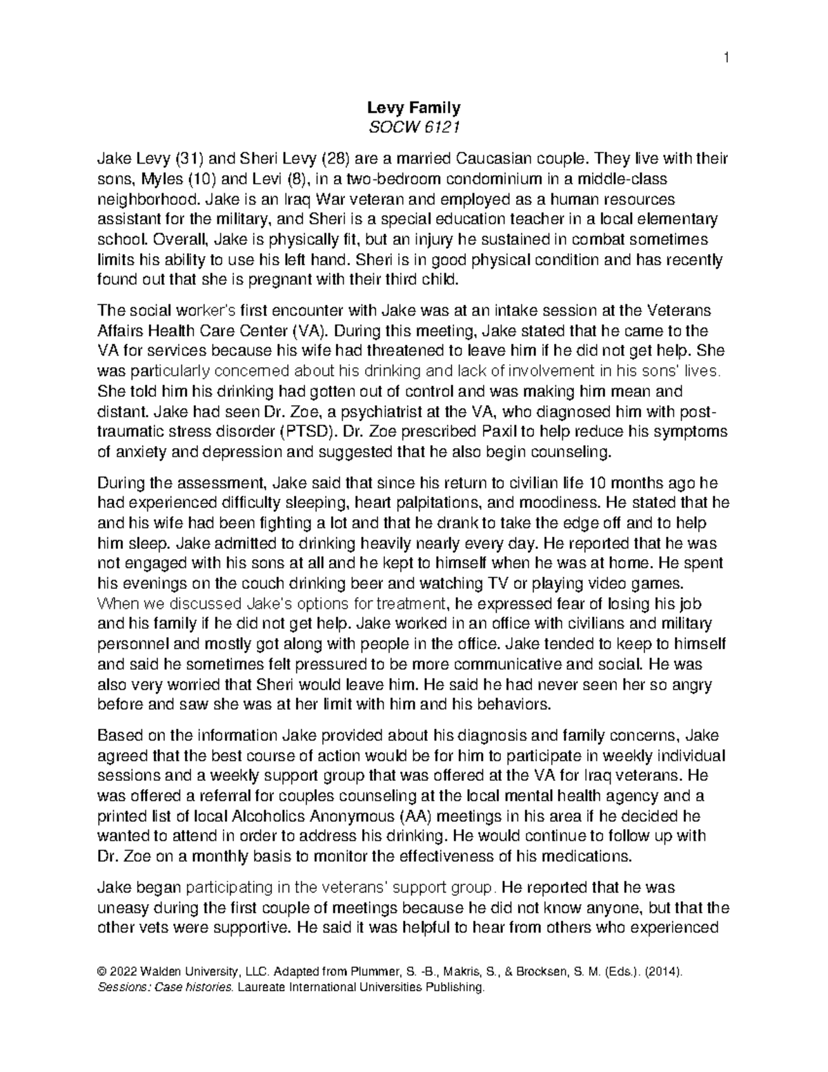 Transcript - Levy Family - 1 © 2022 Walden University, LLC. Adapted ...