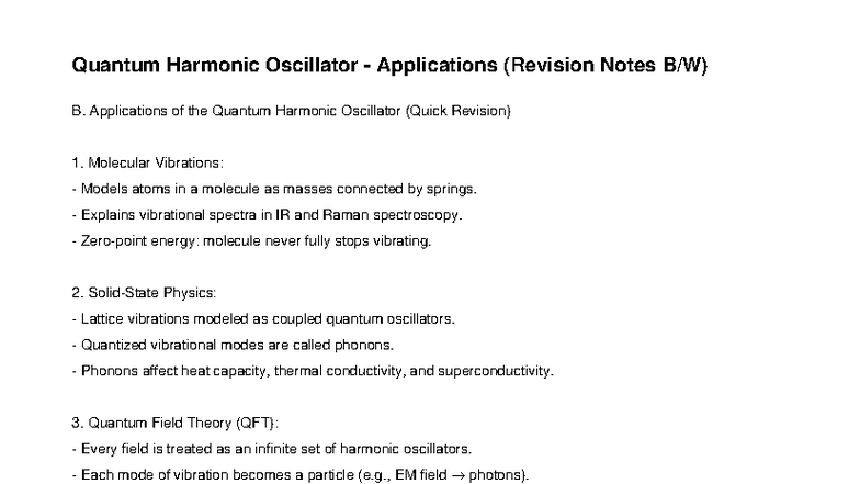 Quantum Harmonic Oscillator Applications (Revision Notes B) - Studocu