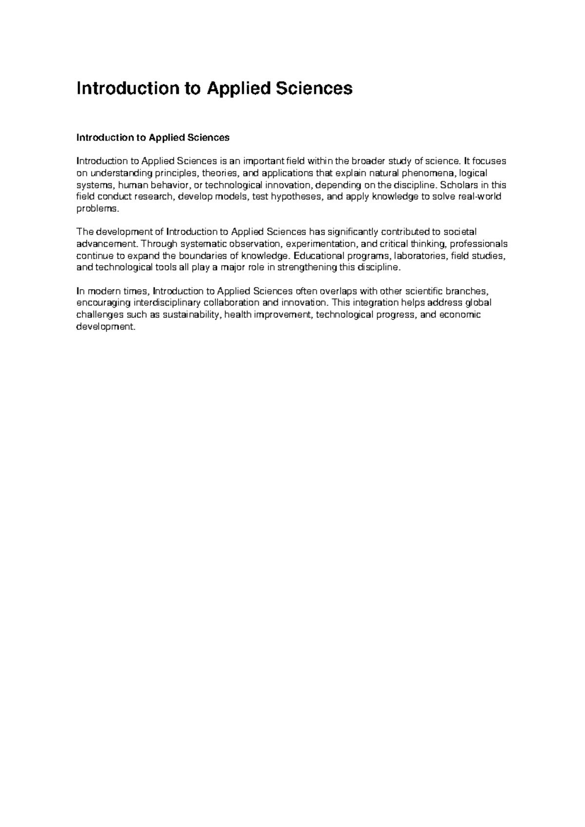 Applied Sciences Overview - Hgsfjjgfdd - Studocu